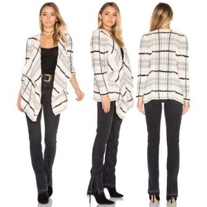 Chaser Revolve NWT Plaid Draped Front Open Front Cardigan Sweater Size Medium